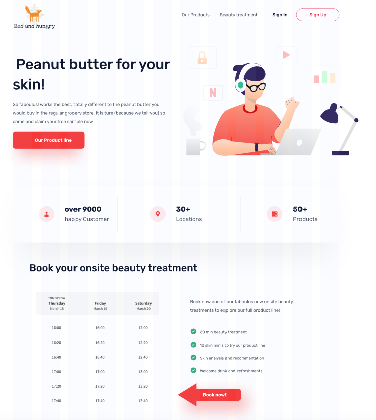 example landing page with iframe