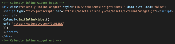 calendly code snippet