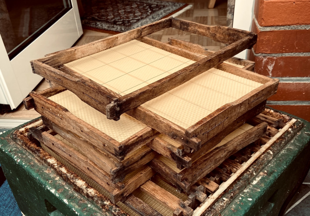 prepared beehive frames